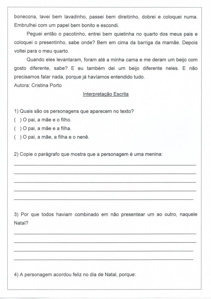 Avaliação de Língua Portuguesa-Parte 1-Folha 2