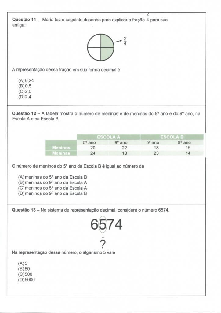 Avaliação Diagnóstica de Matemática 4 e 5 Ano-Parte 3-Folha 1