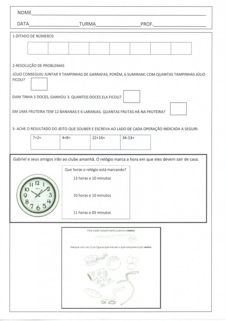 Avaliação Diagnóstica 2 e 3 Ano-Matemática