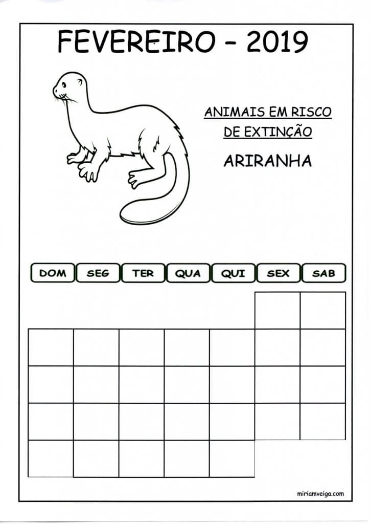 Calendário 2019 Fevereiro-Parede