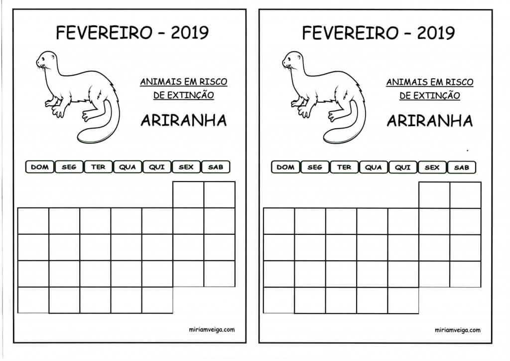 Calendário 2019 Fevereiro-Aluno