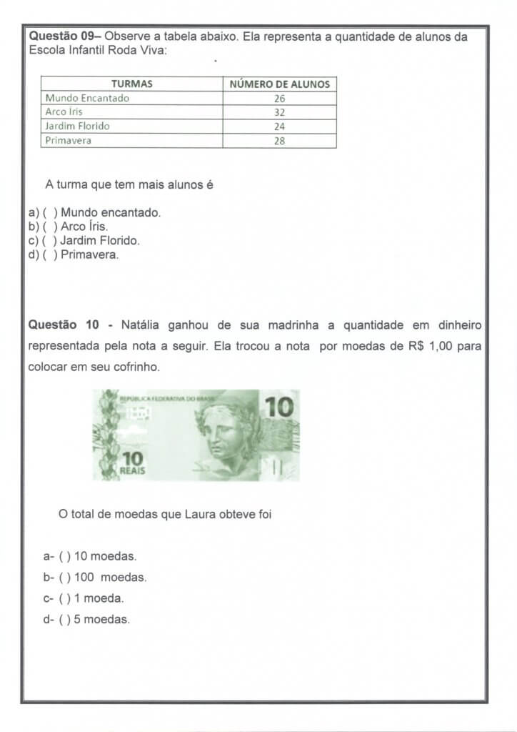 Avaliação Diagnóstica 2 e 3 Ano-Matemática-Tabela-Parte 2-Folha 4