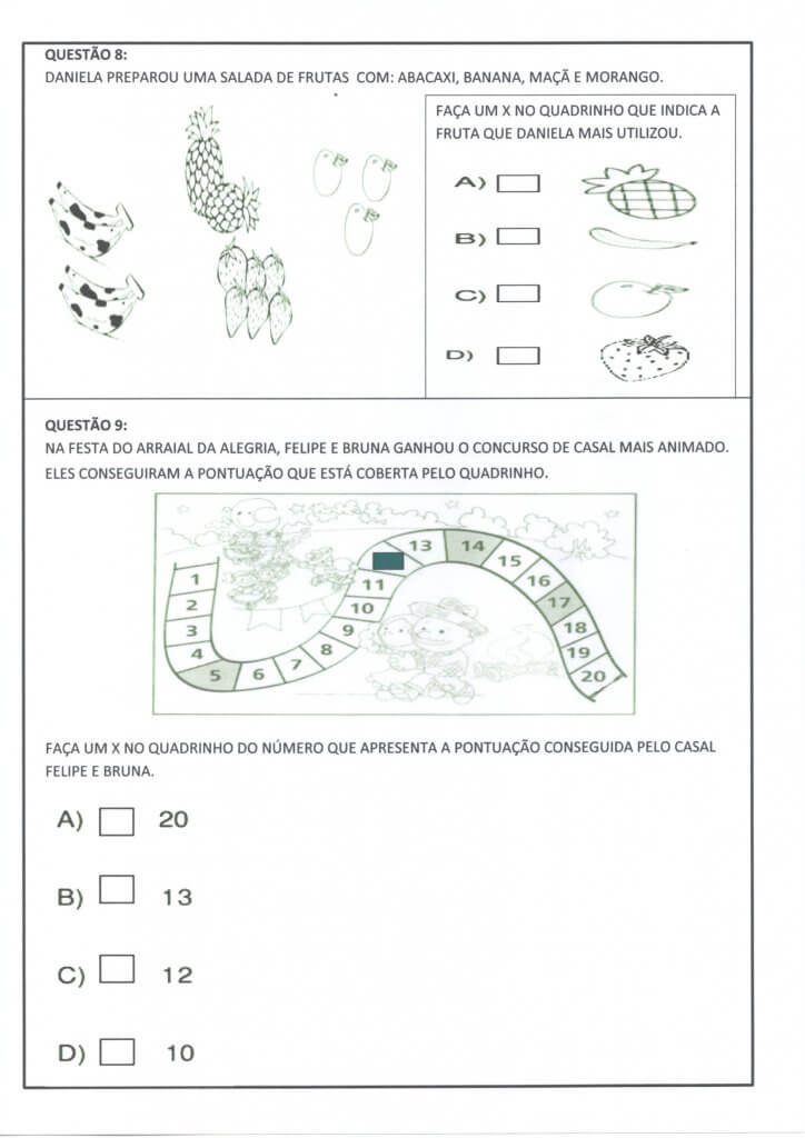 Avaliação Diagnóstica 2 e 3 Ano-Matemática-Parte 2-Folha 4