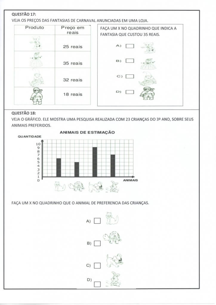 Avaliação Diagnóstica 2 e 3 Ano-Matemática-Parte 3-Folha 7