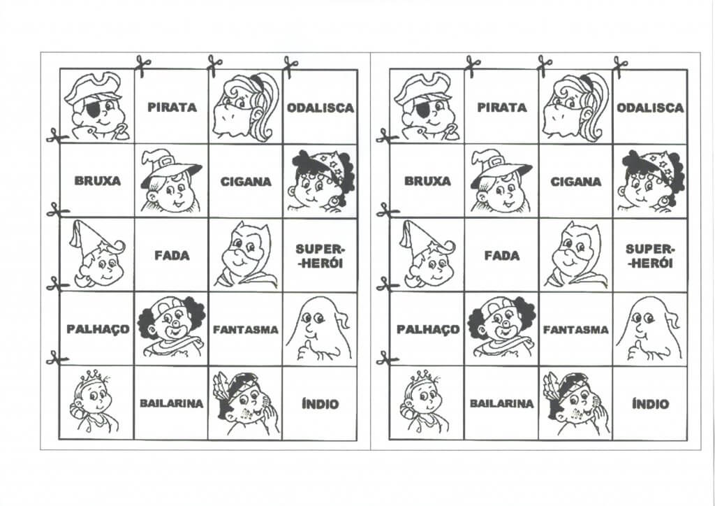 Jogo da Memória Nomes e Figuras-Carnaval