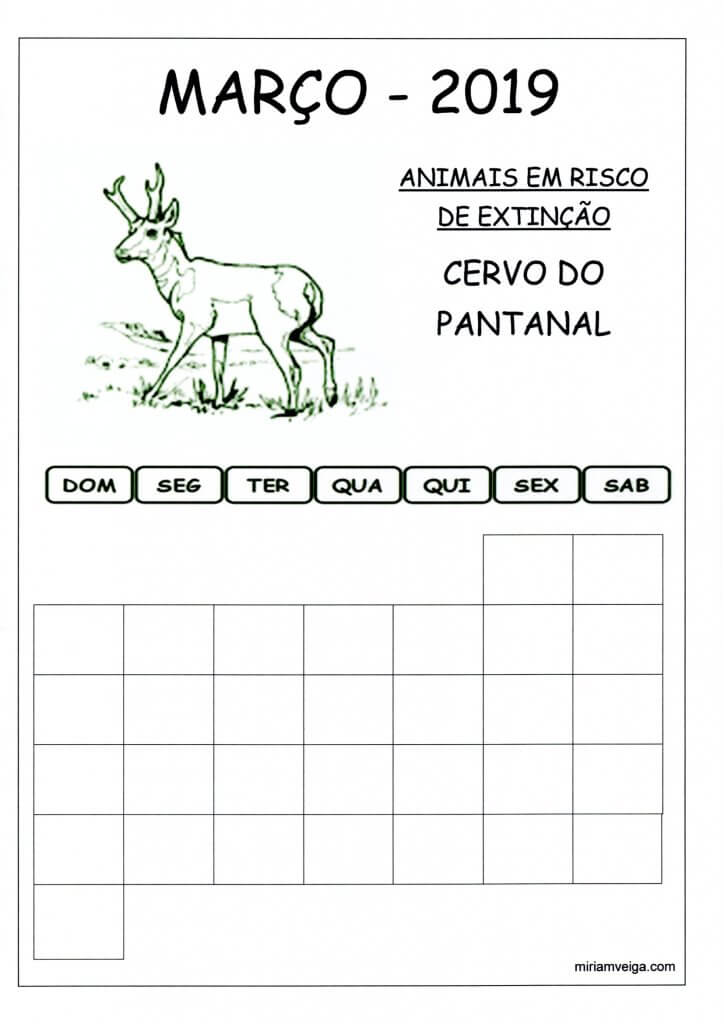 Calendário 2019 Março-Parede