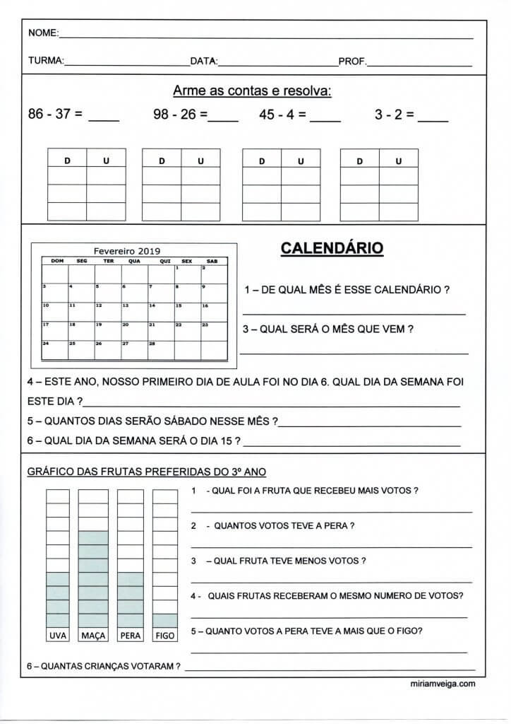 Avaliação Sequencial de Matemática 3 Ano-Parte 2