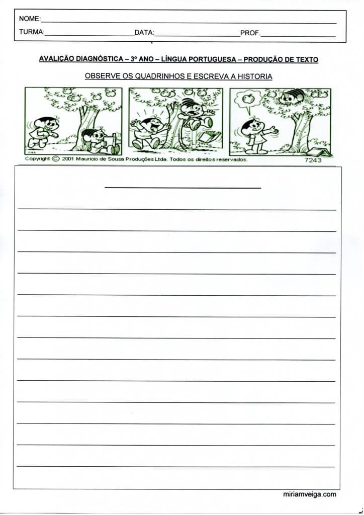 Produção de texto a partir de Quadros-Avaliação Diagnóstica 3 Ano