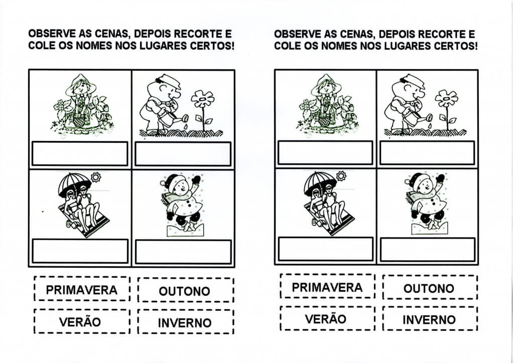 As estações do ano-Recorte Cole e Desenhe-Folha 1