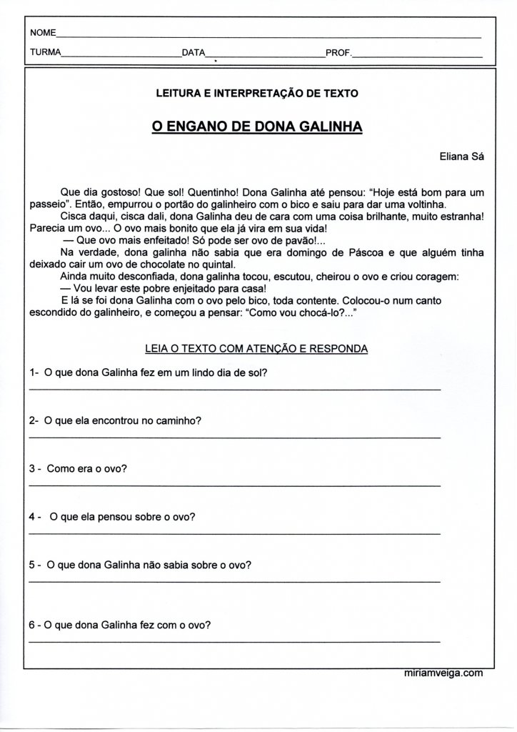 Atividade de Páscoa-O engano de Dona Galinha