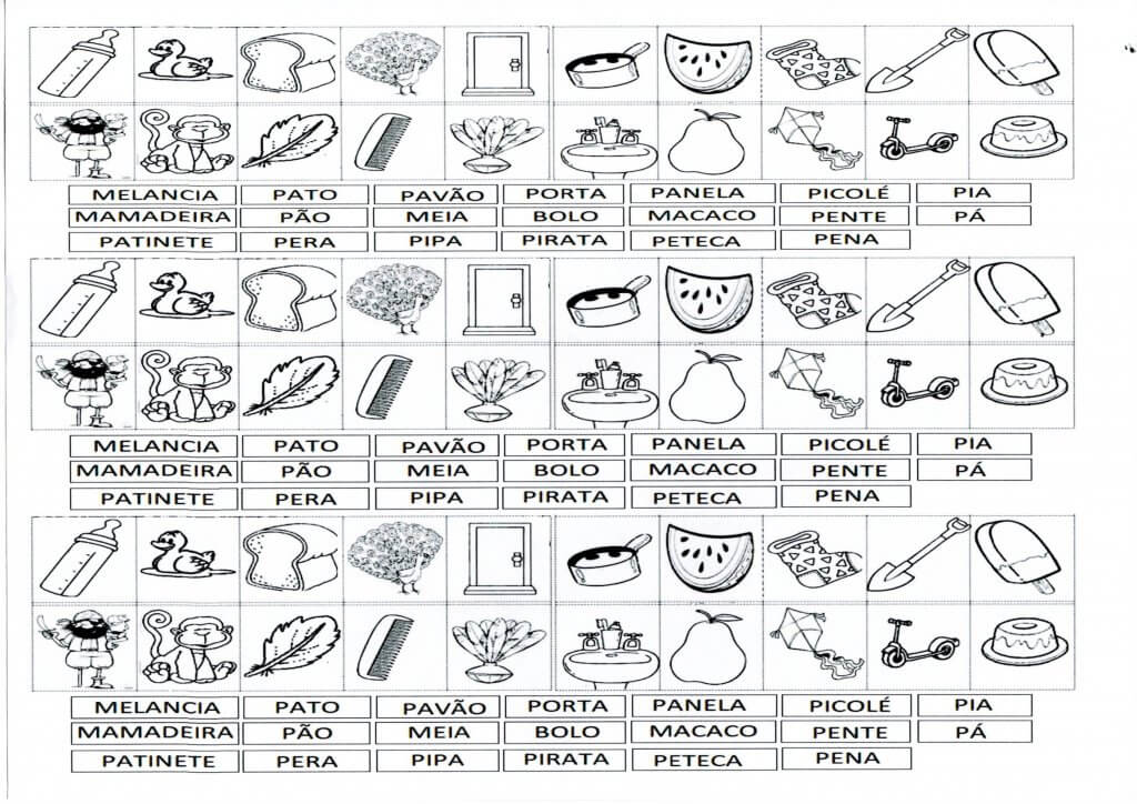 Atividade de Leitura-Relacionar as figuras e palavras