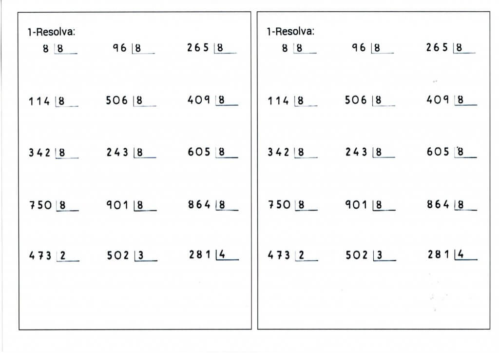 Atividade de Divisão com contas armadas