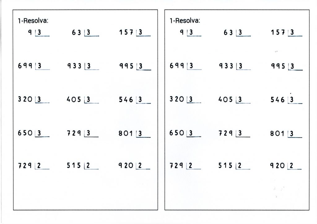 Divisão com contas prontas por 2 e por 3