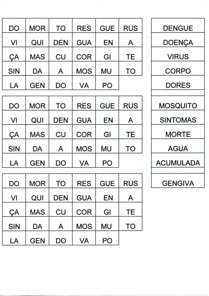 Dengue-Sílabas para montar palavras