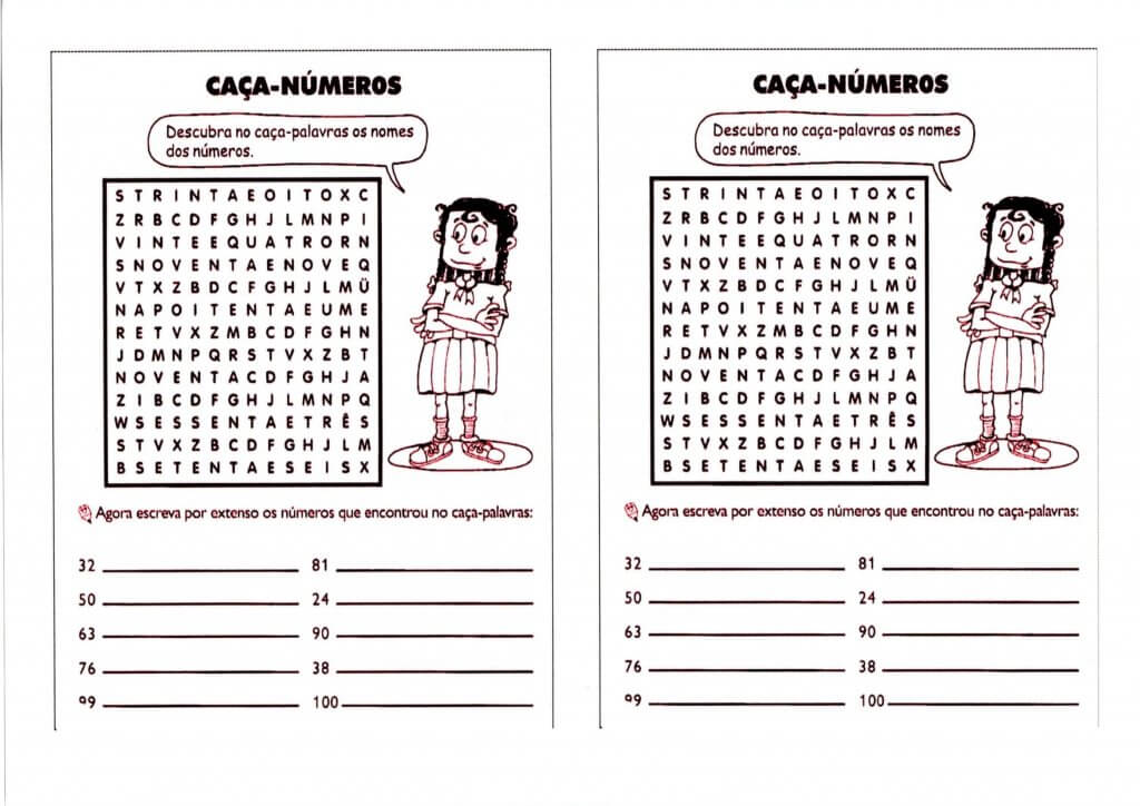 Caça-Números-Matemática Nomes dos números