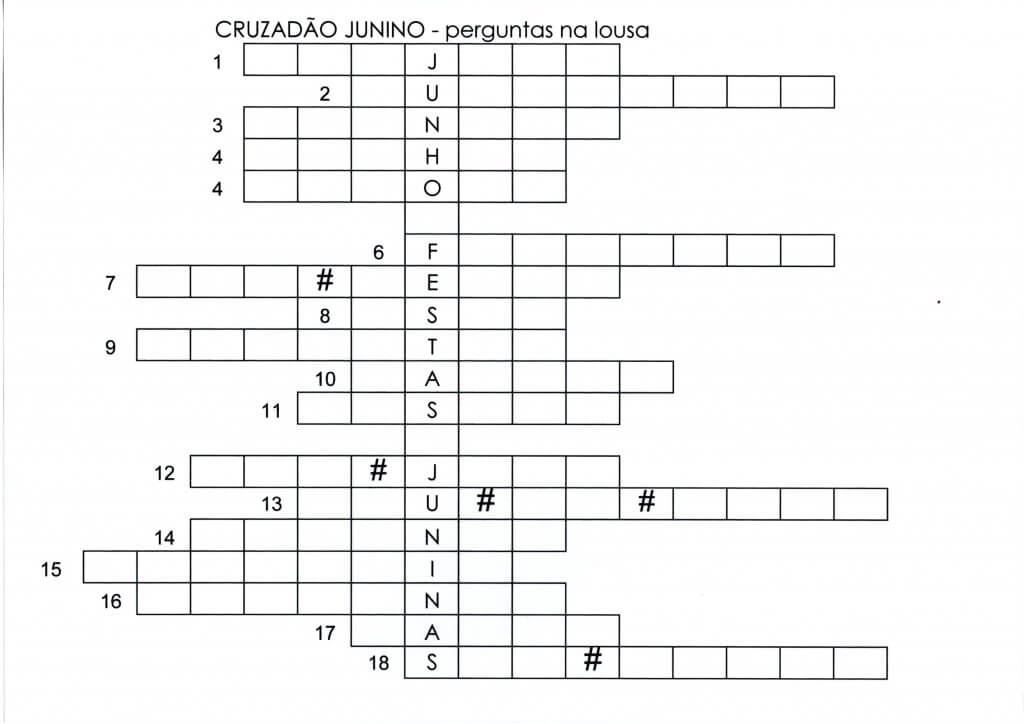 Cruzadão junino com perguntas na lousa--Folha 1