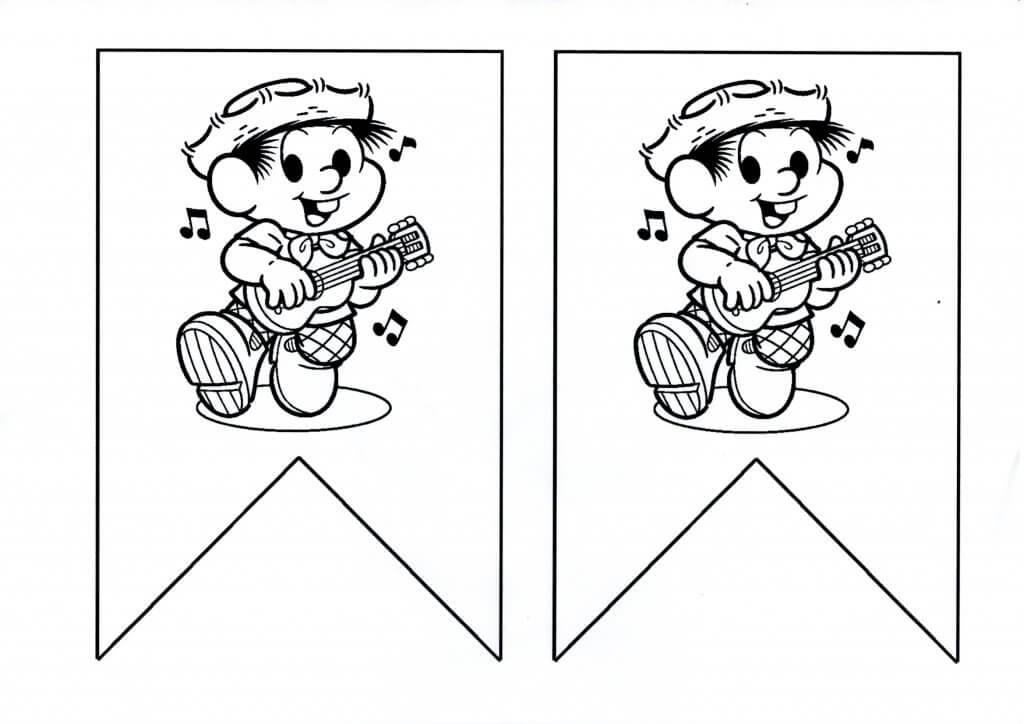 Festa Junina-Bandeirinha-Chico Bento e Cascão