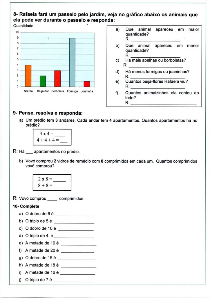 Avaliação de Matemática 3 Ano-2 Trimestre-Parte 2-Folha 3