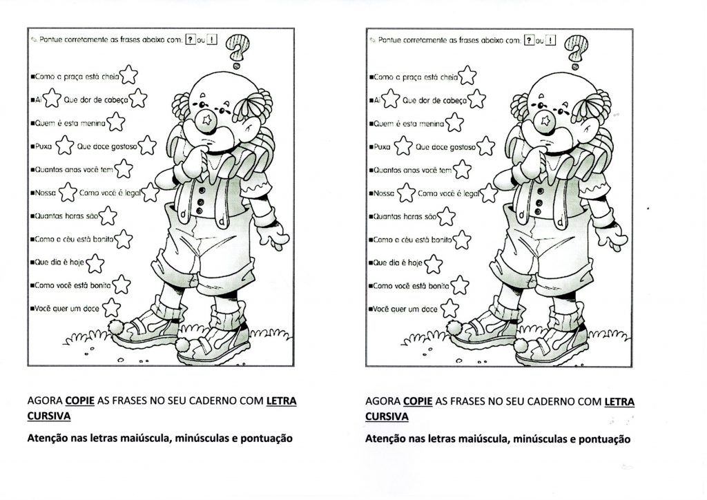 Atividade de Pontuação-Exclamação e interrogação