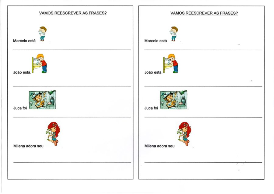 Reescrita de frases-Trocando figuras pelas palavras