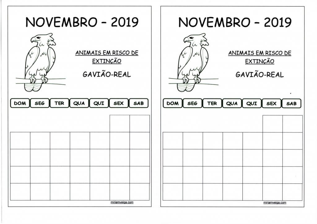Calendário 2019 Novembro-Aluno