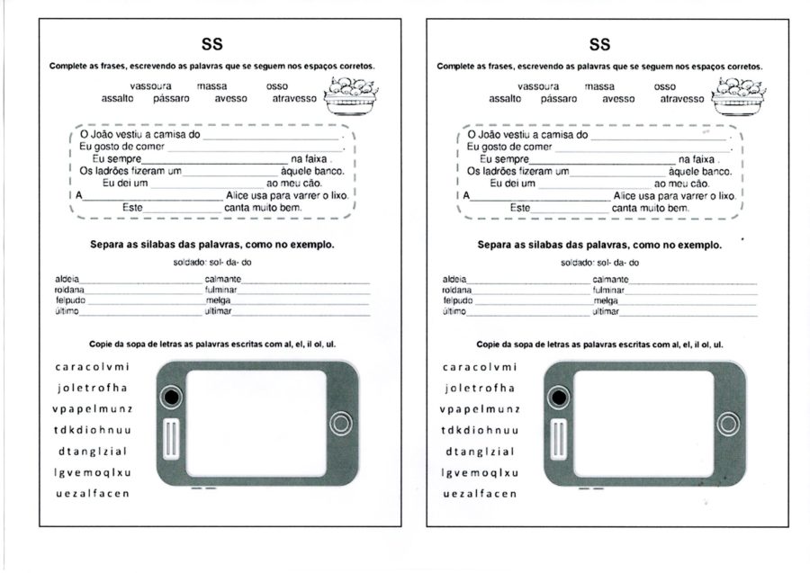 Dificuldades ortográficas com SS e Al El Il Ol Ul