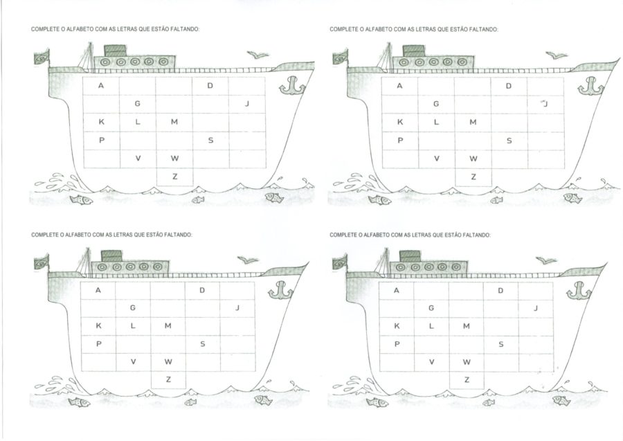Complete o Alfabeto com as letras que estão faltando