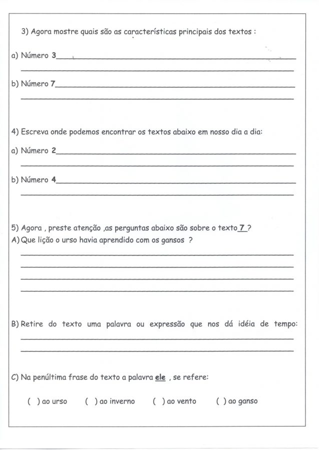 Avaliação Diagnostica 2 e 3 Anos-Gêneros Textuais-Parte 2-Folha 3