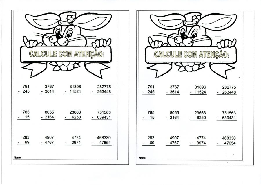 Atividade de Páscoa-Subtração