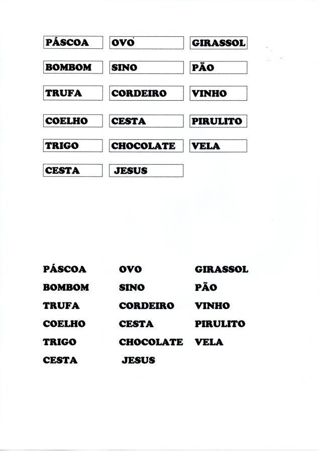 Atividade de Páscoa-Bingo com palavras de Páscoa-Folha 4