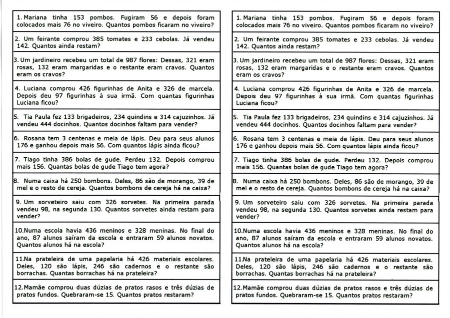 Matemática-Tirinhas para recortar e resolver