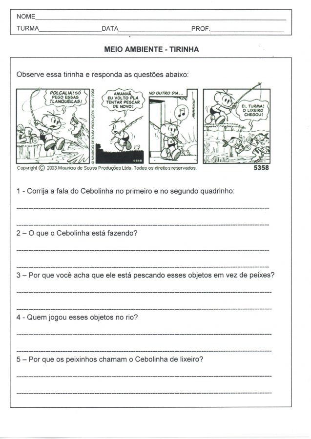 Meio-ambiente com tirinha-Parte 1