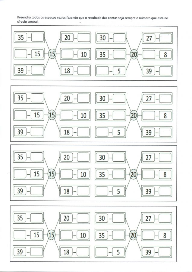 Subtração-Ache o número que falta