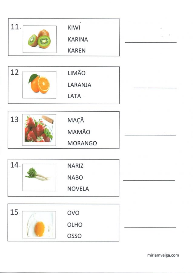 Frutas e verduras-Atividade de leitura-Parte 3-Folha 3