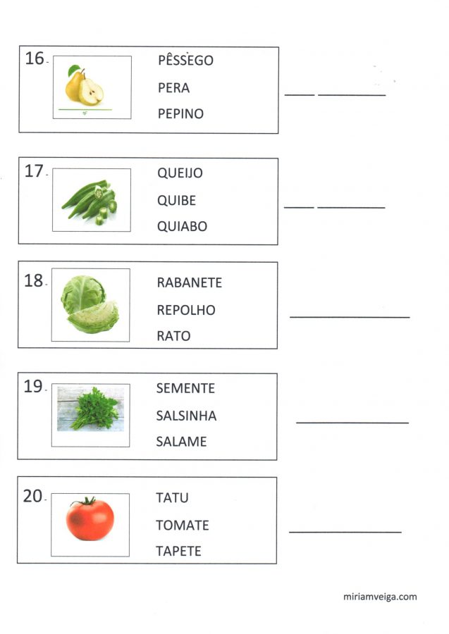 Frutas e verduras-Atividade de leitura-Parte 4-Folha 4