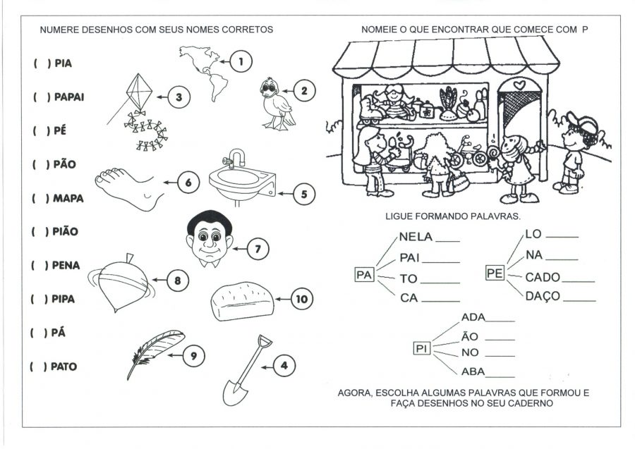 Figuras e sílabas com a Letra P
