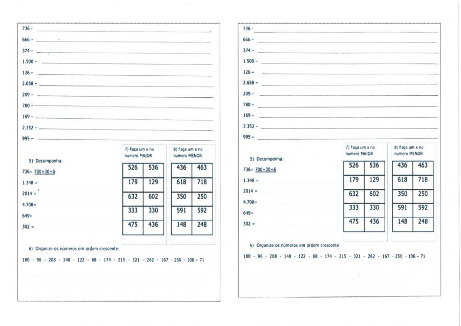 Escrita por extenso-Decomposição Maior Menor