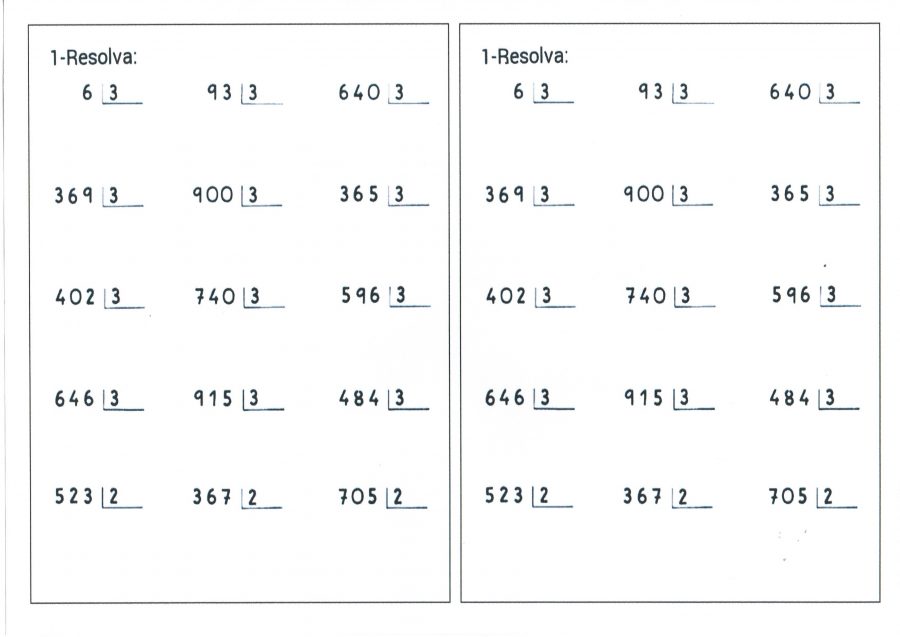 Atividade de Matemática-Praticando Divisão