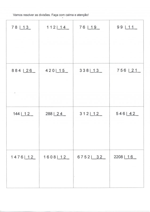 Atividade De Matem Tica Treinando A Divis O Alfabetiza O Blog