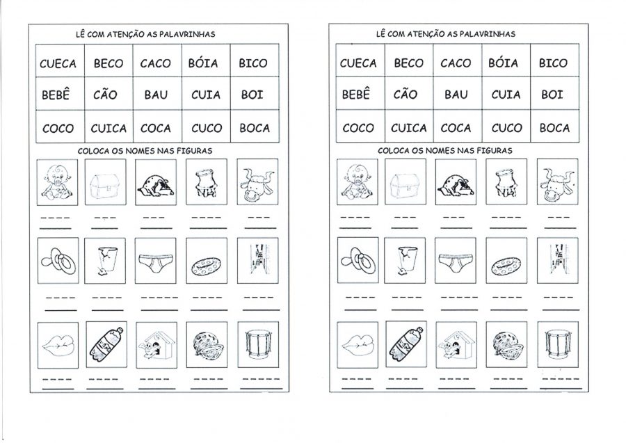 Escrita de palavras com banco de palavras de apoio