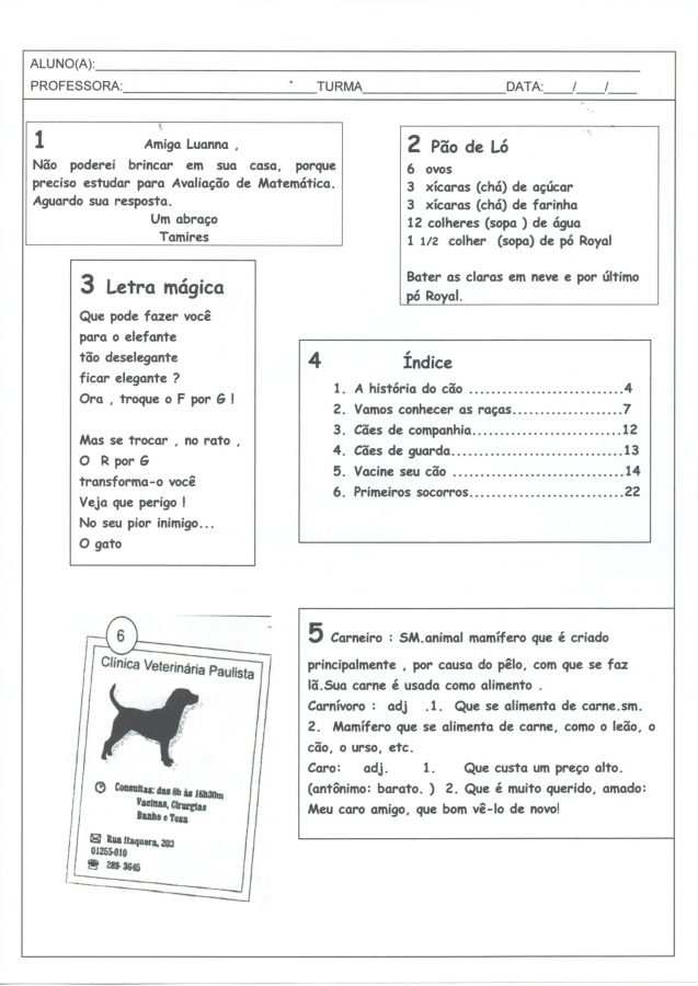 Avaliação Diagnostica 2 e 3 Anos-Gêneros Textuais-Parte 1-Folha 1