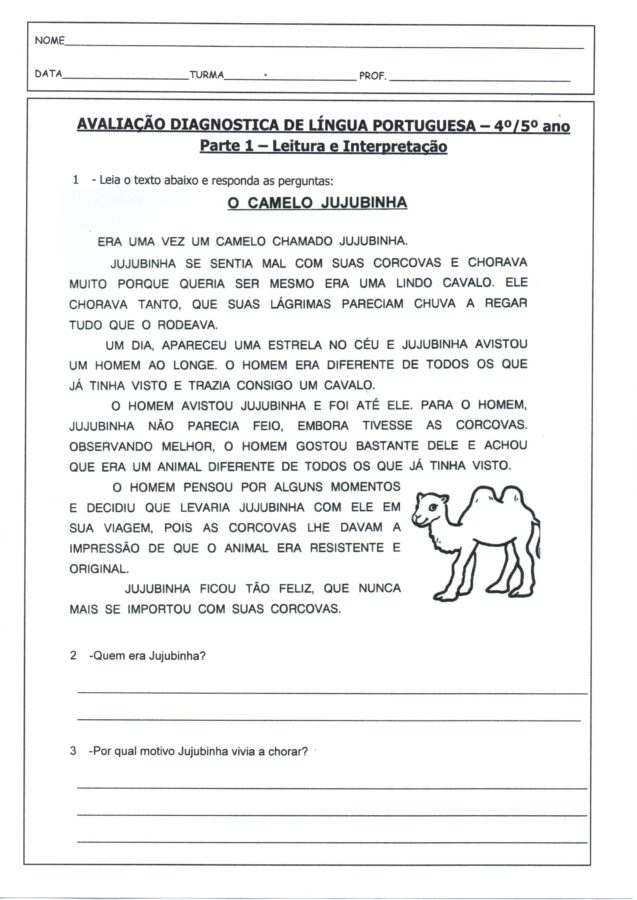 Avaliação Diagnóstica 4 e 5 ANOS-Parte 1-folha 1