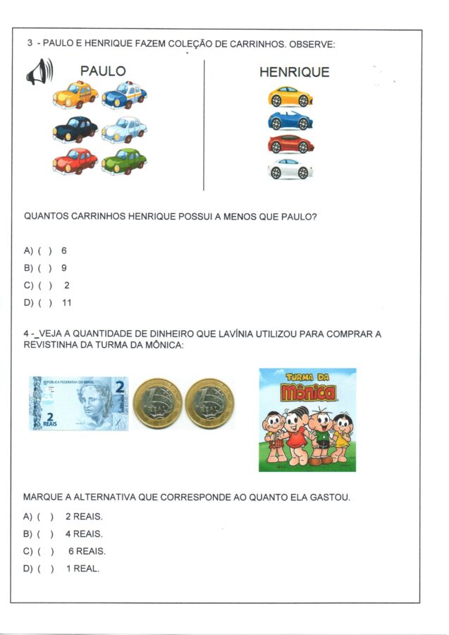 Avaliação Diagnóstica 1 Ano-Matemática 2