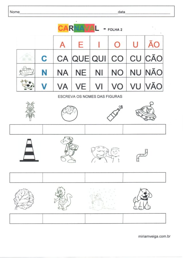 Atividade de sílabas-Letras C N e V Parte 2