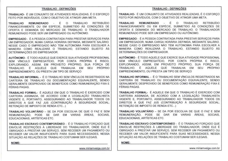 EJA-Dia do trabalho-Definições