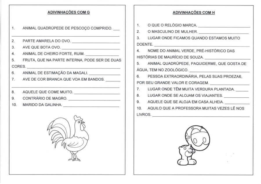 Adivinhas e Adivinhações com G e H