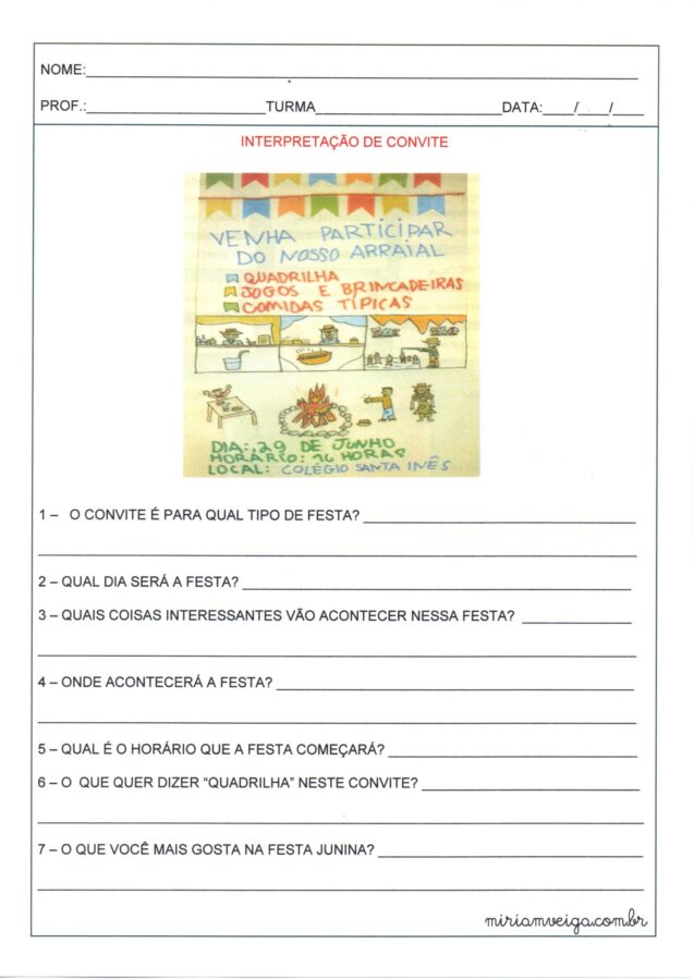 Interpretação de convite-Quadrilha