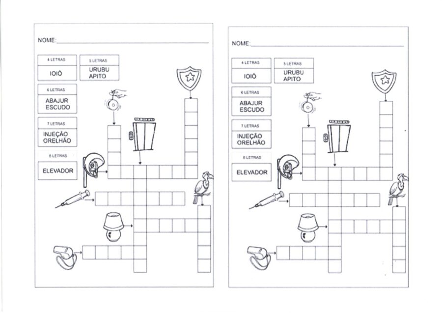 Cruzadinha com Banco de palavras: Letra I