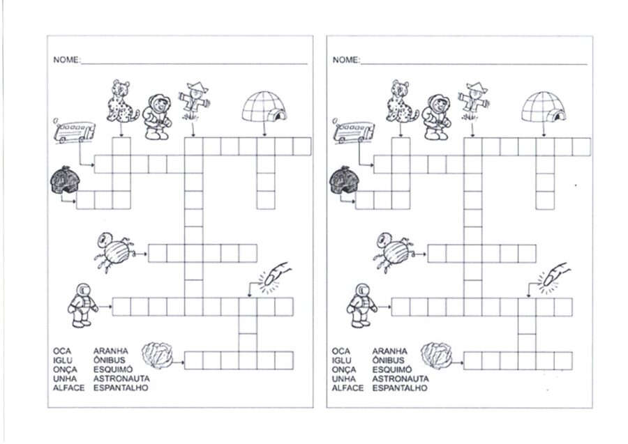 Cruzadinha com Banco de palavras com Vogais