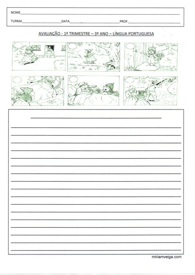 Avaliação 3 Ano Produção de texto a partir de quadros